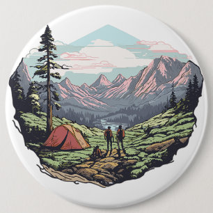 Outdoor unique, retro/vintage graphic 6 inch round button