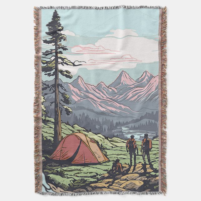 Outdoor unique, retro/vintage graphic throw blanket (Front Vertical)