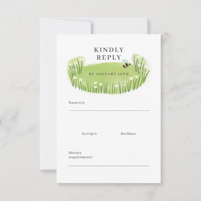 Outdoor Wedding RSVP Enclosure Card with Meadow (Front)