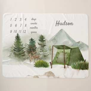 Outdoors Camping Adventure Milestone  Sherpa Blanket