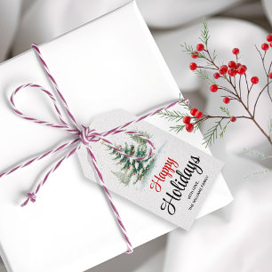 Outdoors Christmas tree Happy Holidays Gift Tags