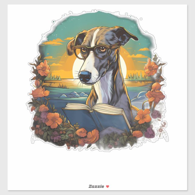 Outdoors Greyhound Dog Reading Book  (Sheet)