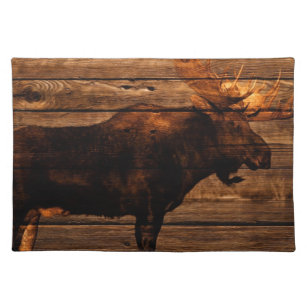 outdoorsman distressed wood wildlife bull moose placemat