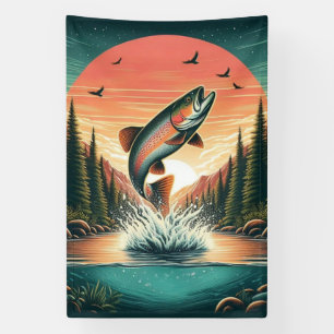 Outdoorsman trout nature banner