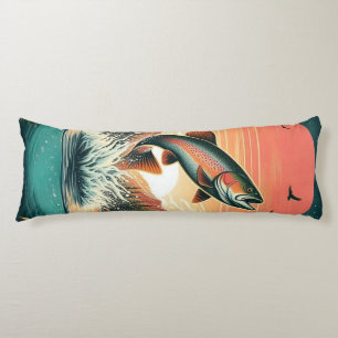 Outdoorsman trout nature body pillow