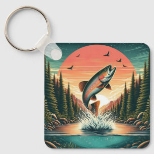 Outdoorsman trout nature keychain