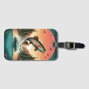 Outdoorsman trout nature luggage tag