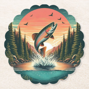 Outdoorsman trout nature paper coaster