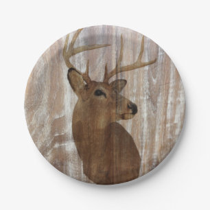 Outdoorsman Western Primitive barn wood deer Paper Plate