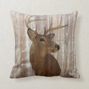 Outdoorsman Western Primitive barn wood deer Throw Pillow