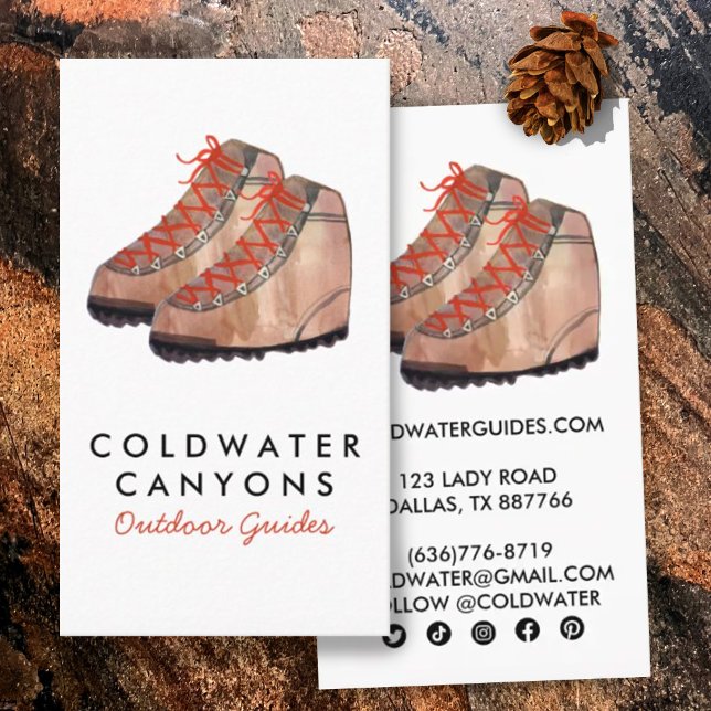 Outdoorsy Camp Hike Explore Adventure Social Icons Business Card (Creator Uploaded)