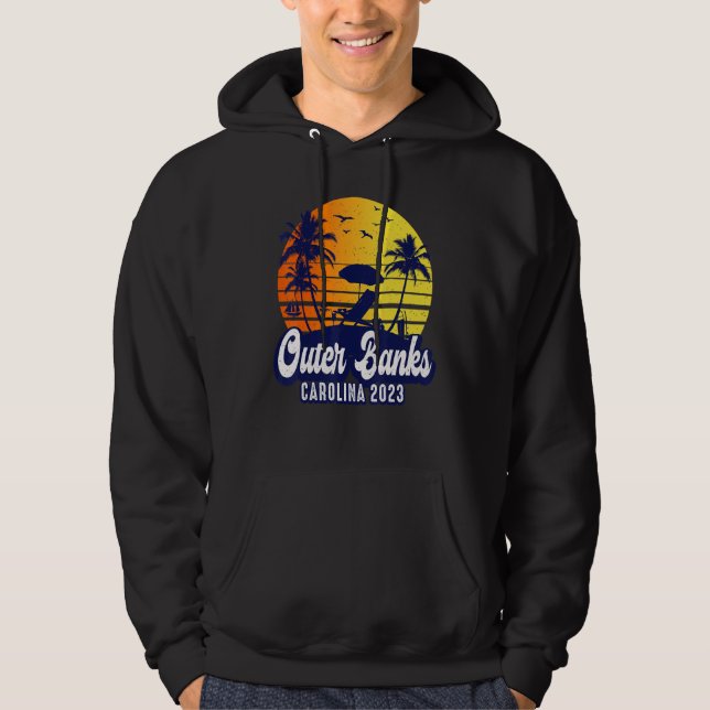 Outer Banks 2023 Carolina Sunset Beach Retro Hoodie (Front)