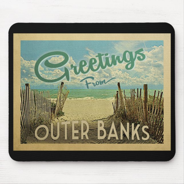 Outer Banks Beach Vintage Travel Mouse Pad (Front)