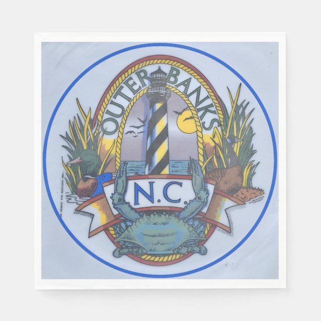 Outer Banks Crab & Lighthouse Paper  Napkin (Front)
