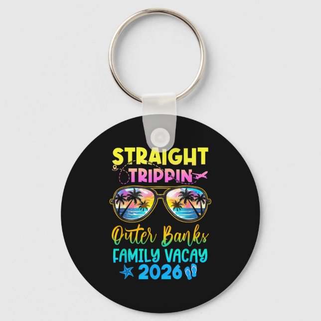 Outer Banks Family Vacay Vacation 2026 Straight Tr Keychain (Front)