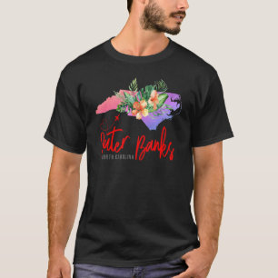 Outer Banks Map Matching Vacation Family Girls tri T-Shirt