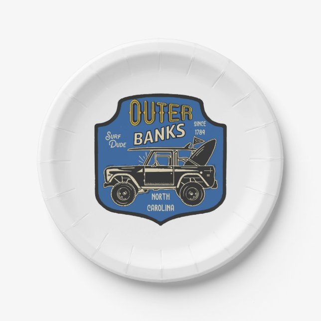Outer Banks NC Badge Paper Plate (Front)