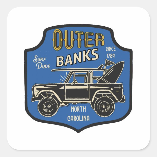 Outer Banks NC Badge Square Sticker (Front)