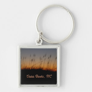 Outer Banks NC Sea Oats and Dunes at Sunset Keychain