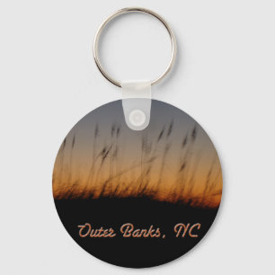 Outer Banks NC Sea Oats and Dunes at Sunset Keychain
