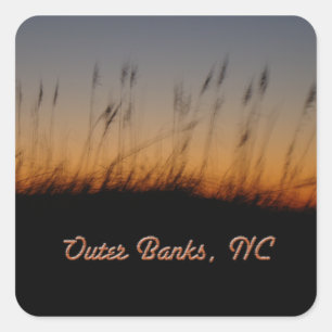 Outer Banks NC Sea Oats and Dunes at Sunset Square Sticker