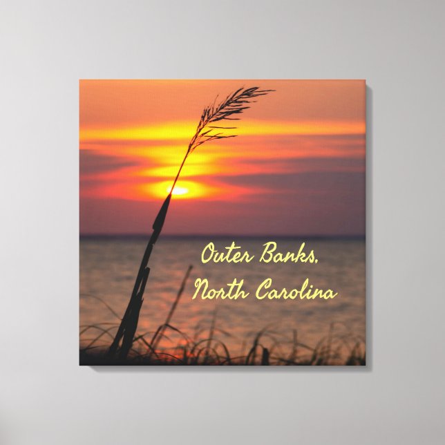 Outer Banks North Carolina Beach Sunset Orange Sky Canvas Print (Front)
