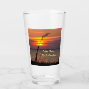 Outer Banks North Carolina Beach Sunset Orange Sky Glass