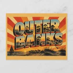 Outer Banks North Carolina Ocean Dunes Forest Art Postcard