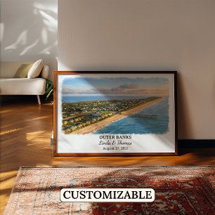 Outer Banks North Carolina Poster, Watercolor Poster
