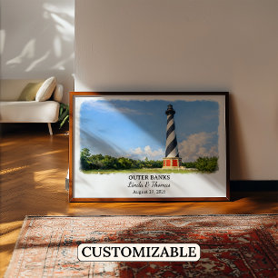 Outer Banks North Carolina Poster, Watercolor Poster