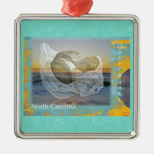 Outer Banks North Carolina Seashell & Surf Metal Ornament