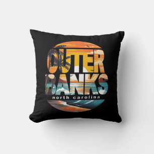 Outer Banks North Carolina Surfing Throw Pillow