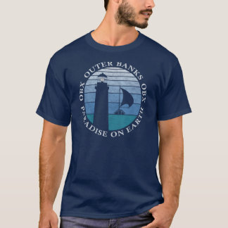 Outer Banks OBX Lighthouse Blue Sky White Vintage T-Shirt
