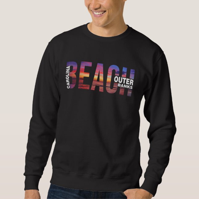 Outer Banks Palm Trees Beach Carolina theme Vacati Sweatshirt (Front)