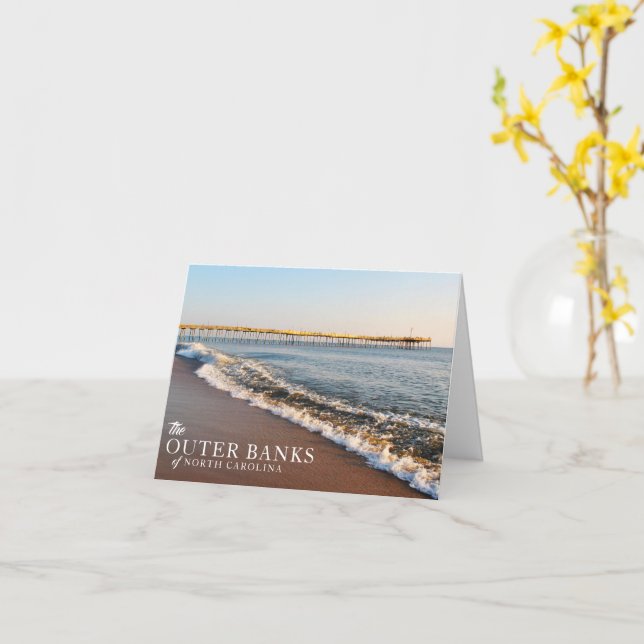 Outer Banks Pier Notecards (Yellow Flower)