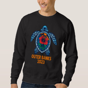 Outer Banks Sea Turtle Carolina 2023 Hibiscus Flow Sweatshirt