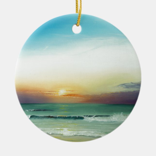 Outer Banks Sunrise Ceramic Ornament (Front)