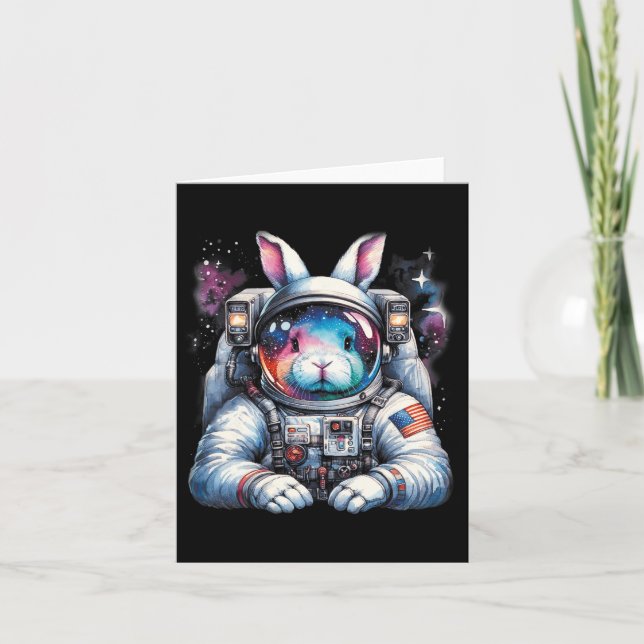 Outer Bunny Easter Day Rabbit Usa Fun Space  Card (Front)