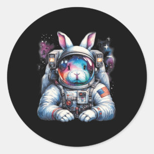 Outer Bunny Easter Day Rabbit Usa Fun Space  Classic Round Sticker