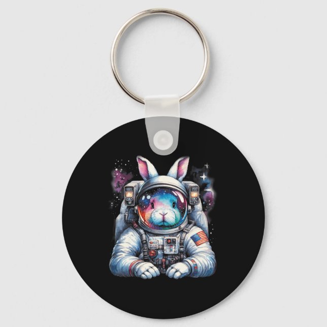 Outer Bunny Easter Day Rabbit Usa Fun Space  Keychain (Front)