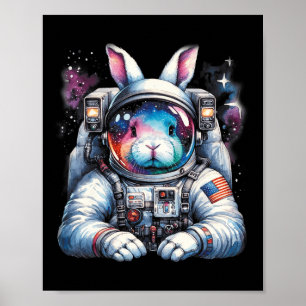 Outer Bunny Easter Day Rabbit Usa Fun Space Poster
