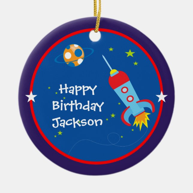 Outer Space 1 Birthday Ornament (Front)