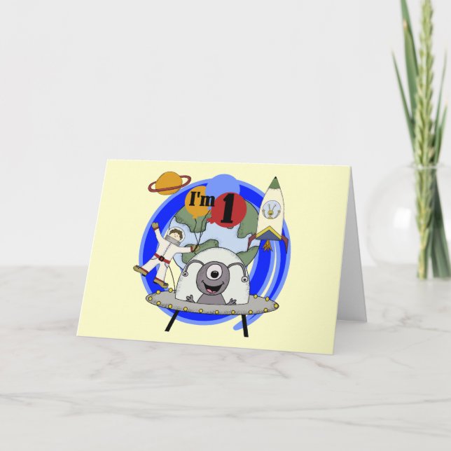 Outer Space 1st Birthday  T-shirts and Gifts Card (Front)