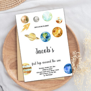 Outer Space 1st Birthday Theme Invitation