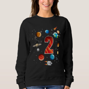 Outer Space 2 Years Old 2nd Birthday Boys Planets Sweatshirt