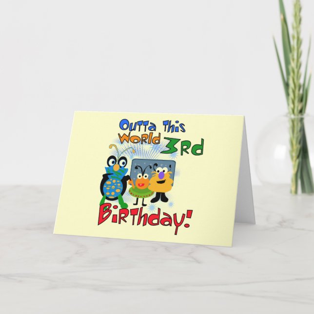 Outer Space 3rd Birthday Tshirts and Gifts Card (Front)