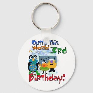 Outer Space 3rd Birthday Tshirts and Gifts Keychain