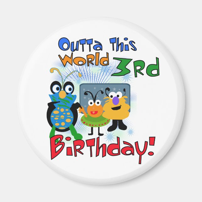 Outer Space 3rd Birthday Tshirts and Gifts Magnet (Front)