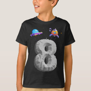 Outer Space 8 Year Old 8th Birthday Party Boy Girl T-Shirt