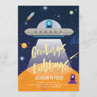 Outer Space Alien Birthday Invitation
